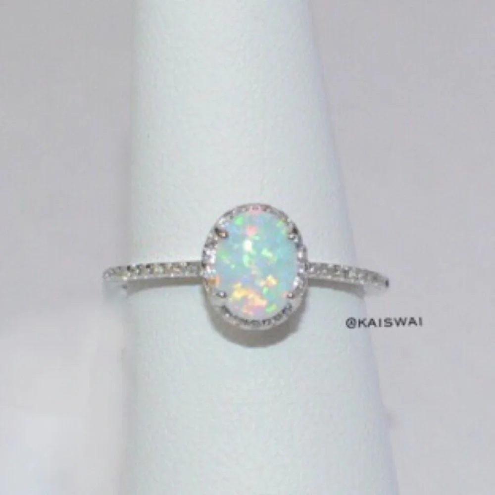 925 Sterling Silver White Opal Ring